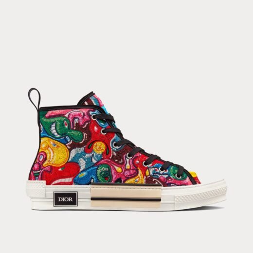 Dior Baskets montantes x Kenny Scharf B23 brodées de perles en résine multicolores – 35