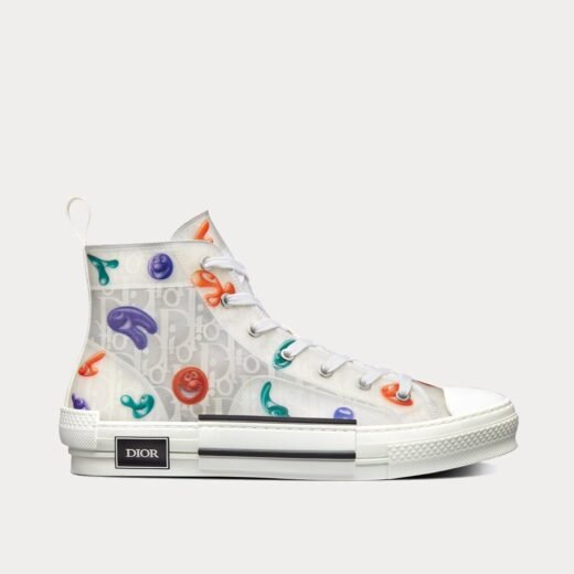 Dior Baskets montantes x Kenny Scharf B23 en toile blanche Dior Oblique à motifs multicolores – 35