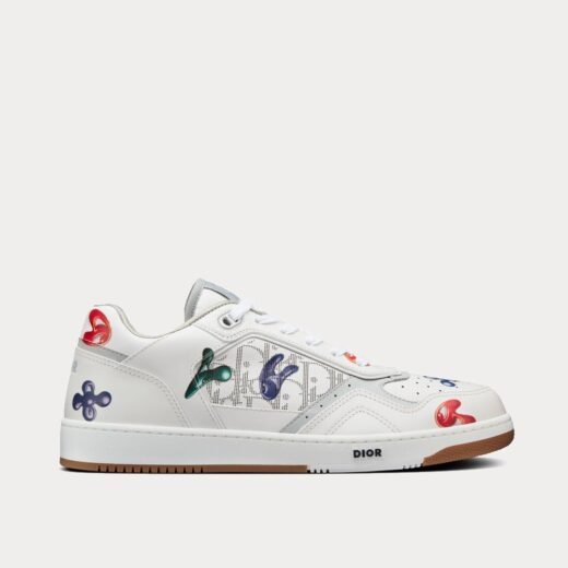 Dior Baskets basses x Kenny Scharf B27 en cuir de veau lisse blanc à motif imprimé – 35