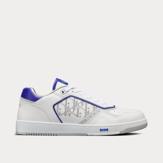 Baskets basses Dior B27 en cuir de veau lisse blanc et violet avec cuir Dior Oblique Galaxy blanc – 35