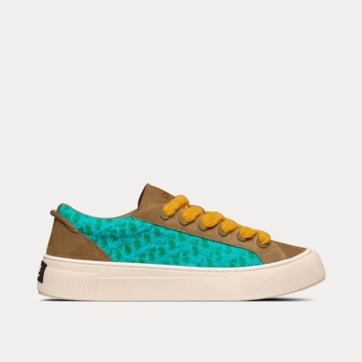 Baskets basses Dior B33 édition limitée en mohair turquoise et daim marron Dior Oblique – 35
