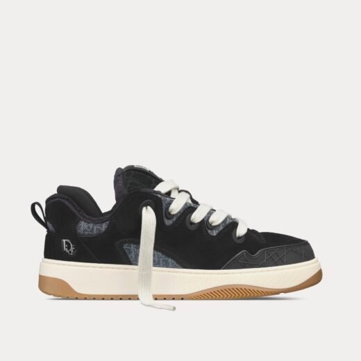 Baskets basses noires Dior B9S Skater en daim et jacquard Dior Oblique