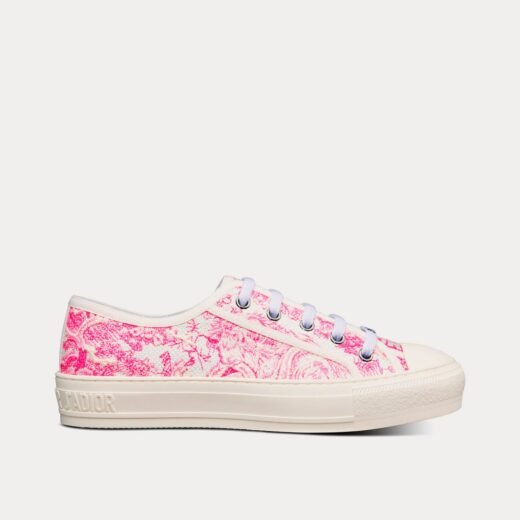 Baskets basses Dior Walk'n'Dior en coton brodé toile de Jouy rose vif – 35