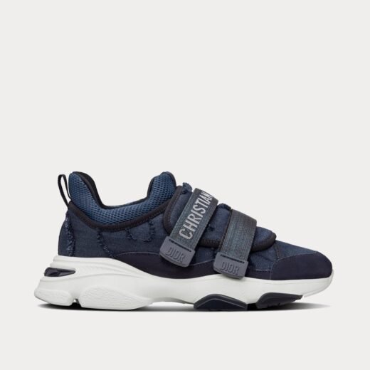 Baskets basses Dior D-Wander en tissu technique camouflage bleu denim – 35
