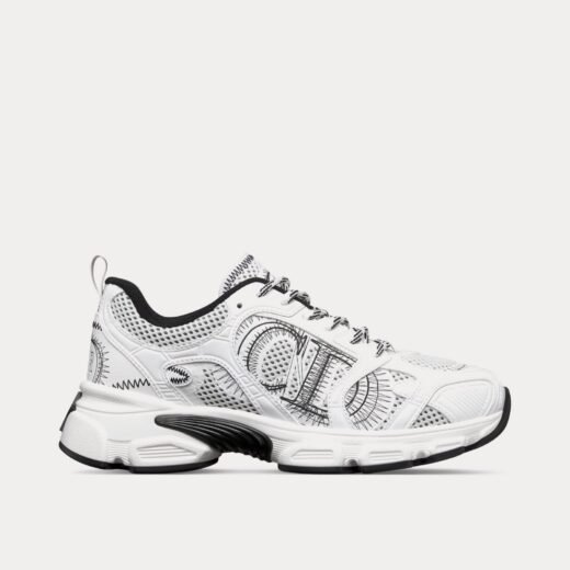 Baskets basses Dior Chrono en mesh blanc et noir avec empiècements effet cuir – 35