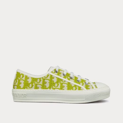 Dior Baskets basses en coton brodé Oblique vert citron Walk'n'Dior – 35