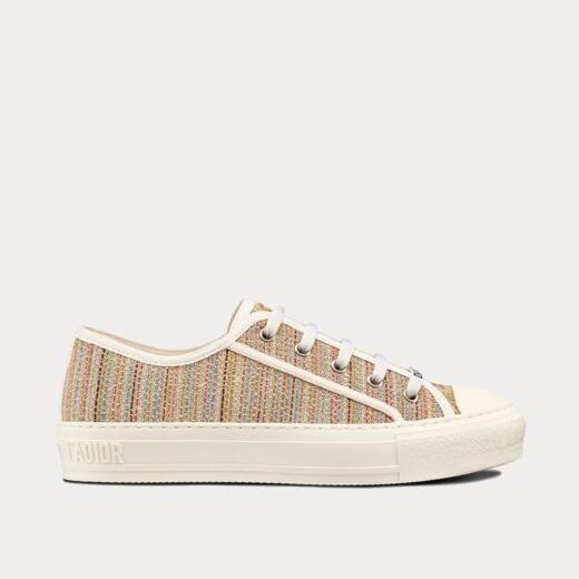 Dior Baskets basses Walk'n'Dior multicolores en coton brodé de fils métalliques dorés – 35