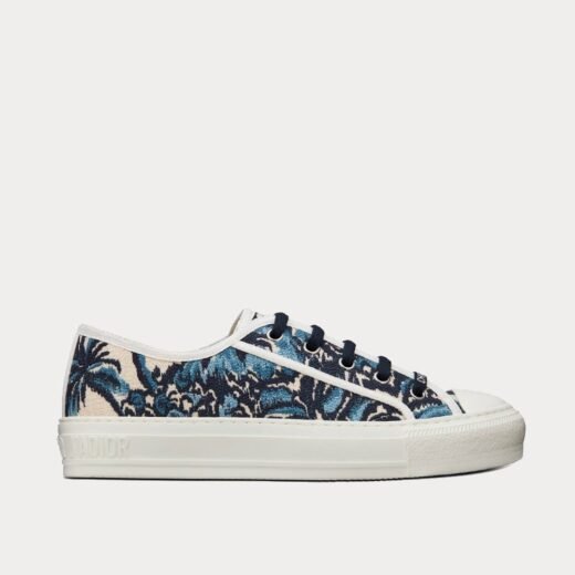 Baskets basses en coton brodées Dior Palms bleu indigo – 35