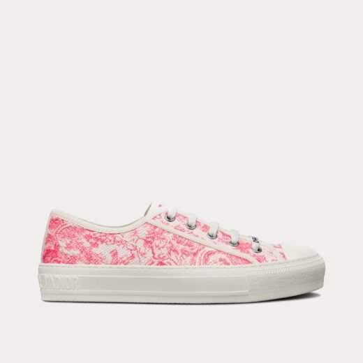 Dior Baskets basses en coton brodées toile de Jouy rose pivoine Walk'n'Dior – 35
