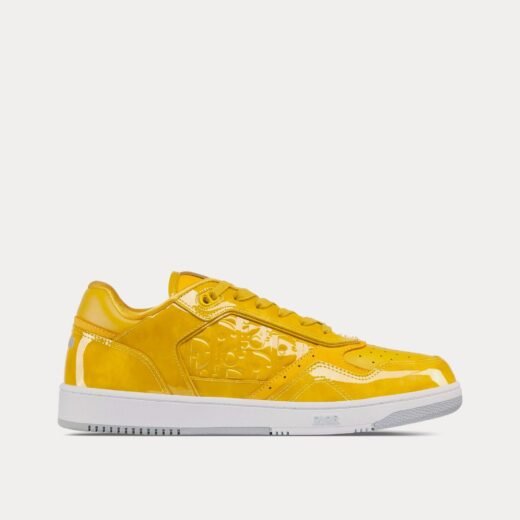 Baskets basses Dior B27 en cuir de veau verni jaune et cuir Dior Oblique Gravity – 35