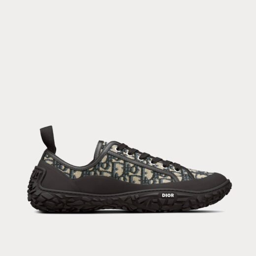 Baskets basses Dior B28 beiges et noires en jacquard Dior Oblique et caoutchouc noir – 35