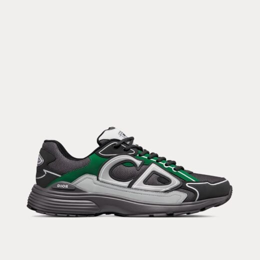 Baskets basses Dior B30 en mesh gris foncé avec tissu technique vert