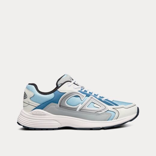 Baskets basses Dior B30 en mesh bleu clair et tissu technique Dior gris