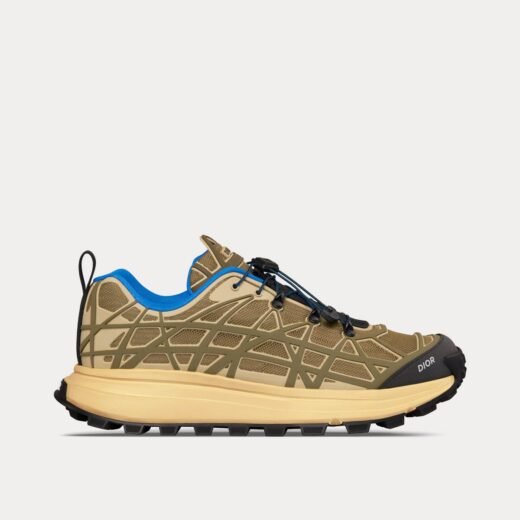 Baskets basses Dior B31 Runner en mesh technique et caoutchouc avec motif cannage déformé marron / kaki – 35