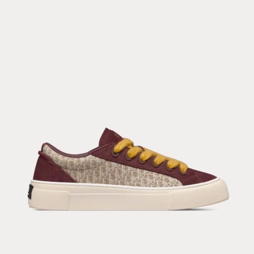 Baskets basses Dior B33 en jacquard Dior Oblique beige et daim bordeaux – 35