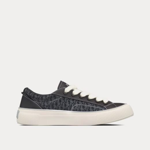 Baskets basses Dior B33 noires en cuir de veau lisse et jacquard Dior Oblique – 35