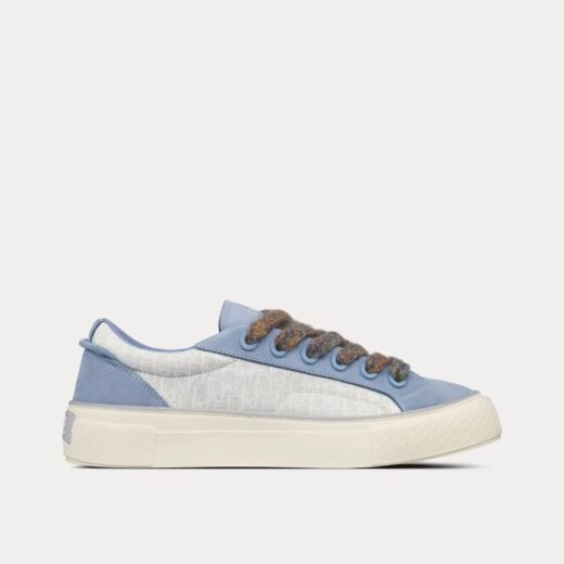 Baskets basses Dior B33 en jacquard Dior Oblique gris et blanc et daim bleu – 35