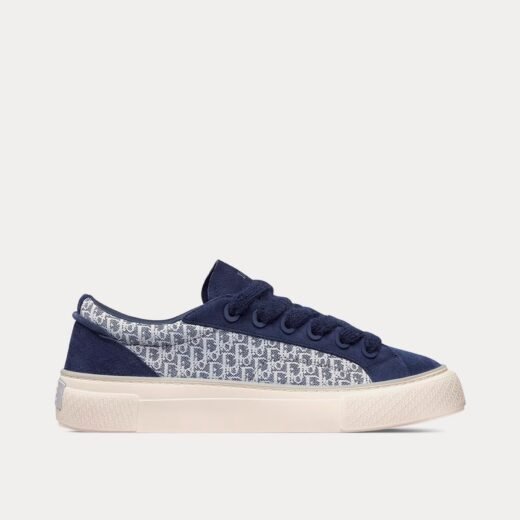Baskets basses Dior B33 bleu marine en jacquard et daim Dior Oblique – 35