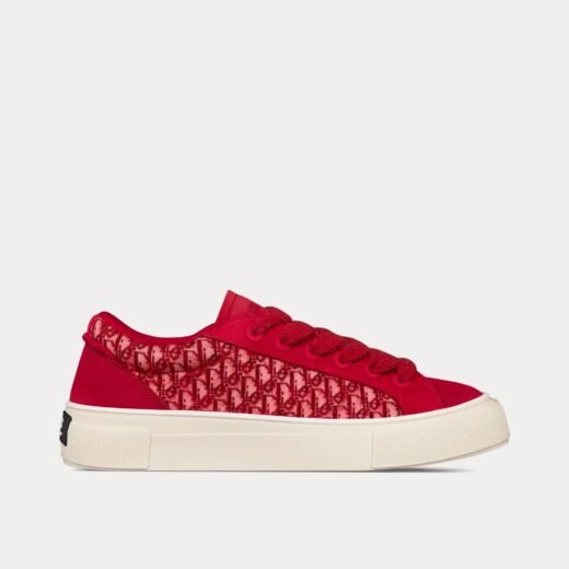 Baskets basses Dior B33 Dior Oblique en mohair et daim rouges – 35