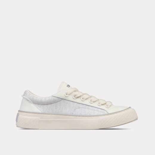 Baskets basses Dior B33 en cuir de veau lisse blanc et jacquard Dior Oblique – 35