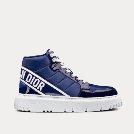 Baskets montantes Dior D-Player en nylon matelassé bleu marine – 35