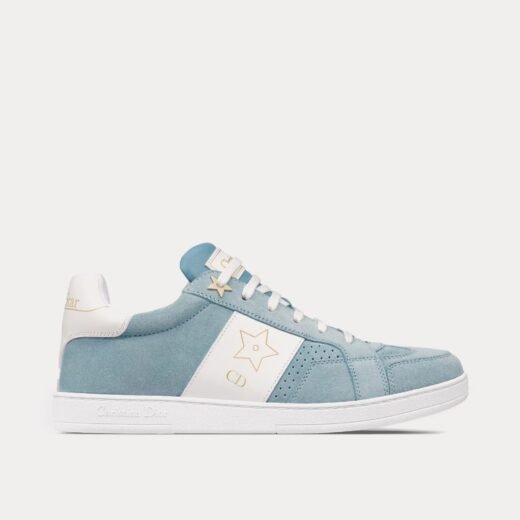 Baskets basses Dior Star en daim et cuir de veau bleu pastel / blanc – 35