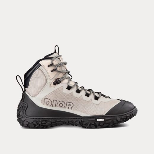 Baskets montantes en mesh technique gris et caoutchouc noir Dior Diorizon Hiking – 35