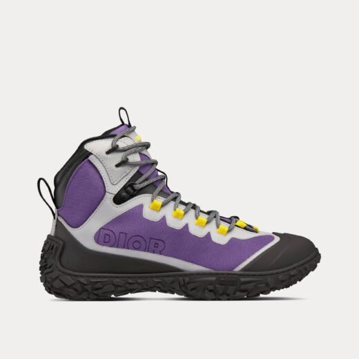 Bottines de randonnée Dior Diorizon en maille technique violette et baskets montantes en caoutchouc noir – 35