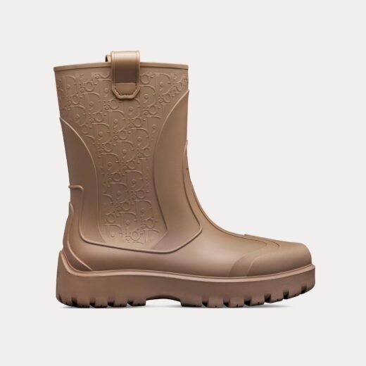 Bottes de pluie Dior Garden en caoutchouc marron avec motif Dior Oblique – 35