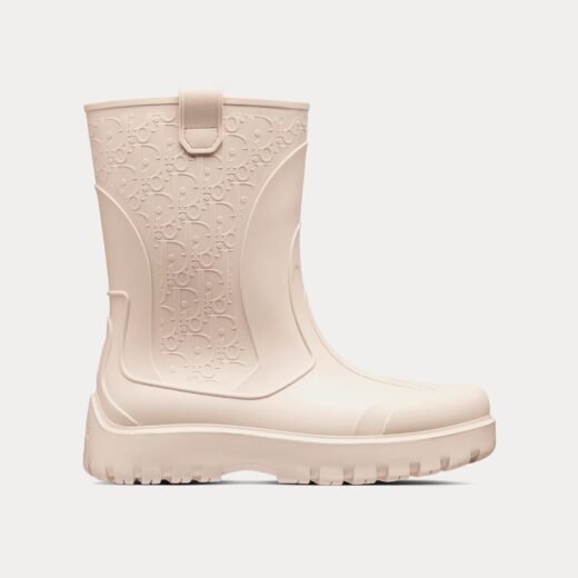 Bottes de pluie Dior Garden en caoutchouc beige avec motif Dior Oblique – 35