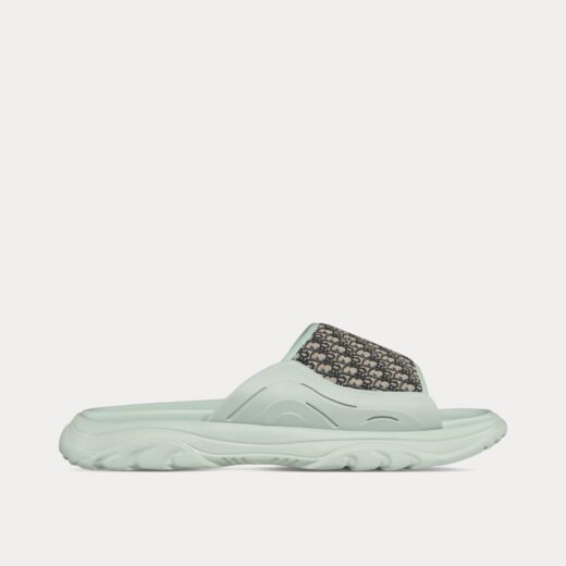 Sandales Dior H-Town en caoutchouc vert clair avec jacquard Dior Oblique beige et noir – 35