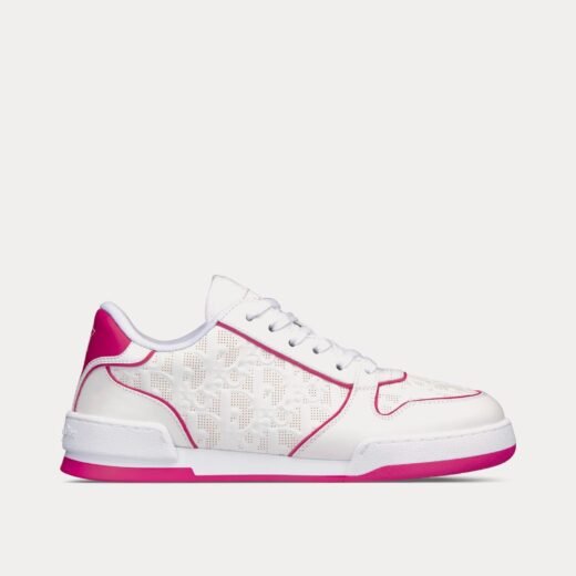 Baskets basses Dior Dior One blanches et fuchsia en cuir de veau perforé Dior Oblique – 35