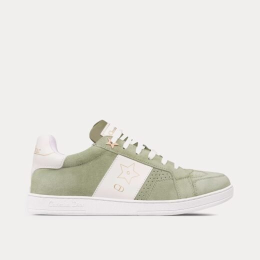 Baskets basses Dior Star en daim et cuir de veau vert peyote / blanc – 35