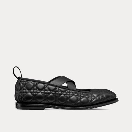 Sandales plates Dior Tendu Ballet Flat en cuir de veau Kumo Cannage noires – 35