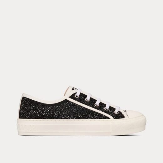Baskets basses Dior Walk'n'Dior en coton noir brodé de strass – 35
