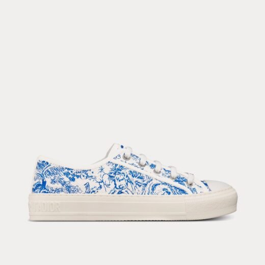 Baskets basses Dior Walk'n'Dior en coton brodé toile de Jouy bleu vif – 35
