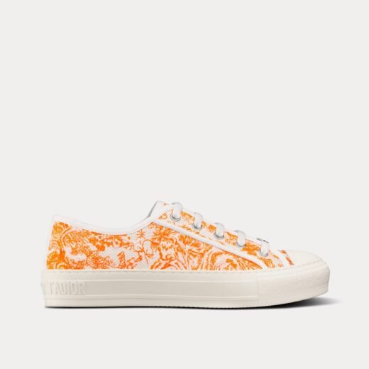 Baskets basses Dior Walk'n'Dior en coton brodé toile de Jouy orange vif – 35