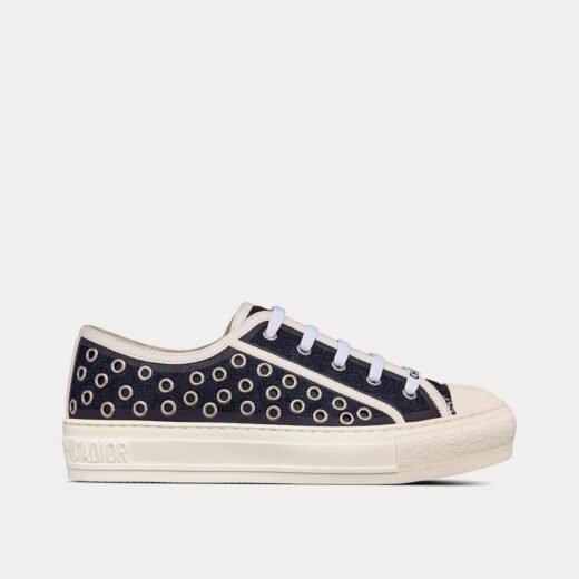 Baskets basses Dior Walk'n'Dior en denim de coton brodé à œillets bleus – 35