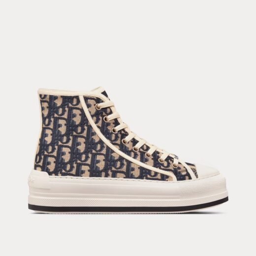 Dior Baskets montantes Walk'n'Dior Platform en coton bleu foncé brodé Dior Oblique – 35