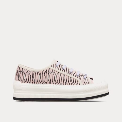 Dior Baskets basses Walk'n'Dior en coton brodé à plateforme et motif Miss Dior rose pâle – 35
