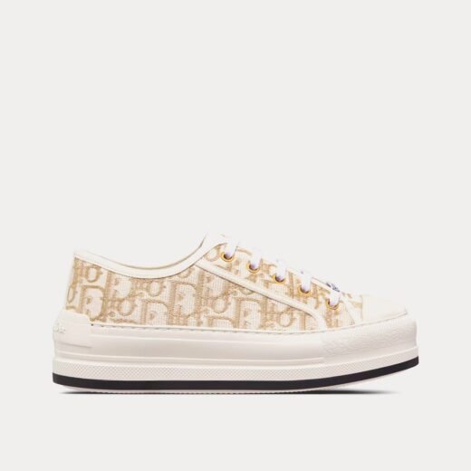 Dior Baskets basses Walk'n'Dior Platform en coton doré avec broderies en fil métallique – 35
