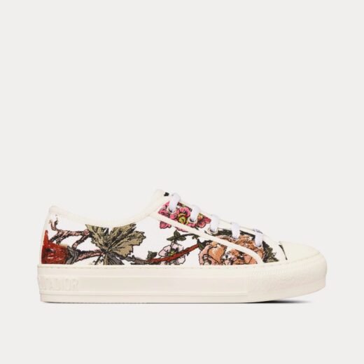 Dior Baskets basses blanches en coton multicolore avec broderie Jardin Botanique – 35
