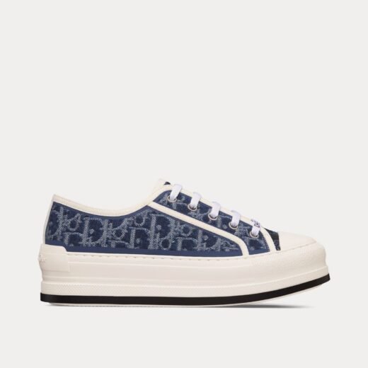 Dior Baskets basses Walk'n'Dior Platform en denim de coton bleu effet délavé brodées du motif Dior Oblique – 35