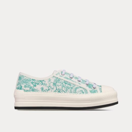 Dior Baskets basses Dioriviera Walk'n'Dior Platform en coton brodées de motifs Toile de Jouy Sauvage aigue-marine – 35