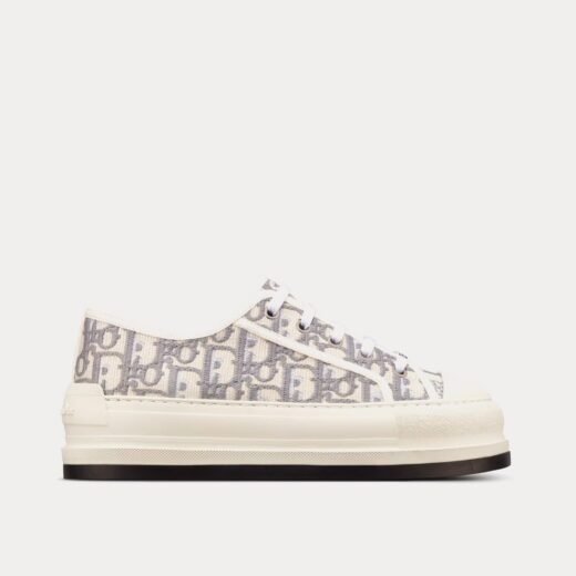 Dior Baskets basses Walk'n'Dior Platform en coton brodé Dior Oblique gris pierre – 35