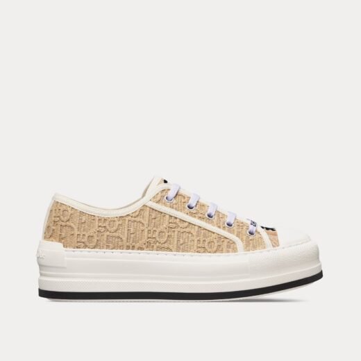Dior Baskets basses Walk'n'Dior Platform en coton naturel effet raphia brodées de motifs Dior Oblique – 35