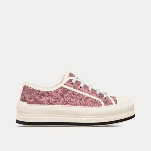 Dior Baskets basses Walk'n'Dior Platform en coton brodé rose et gris avec motif Toile de Jouy Sauvage – 35