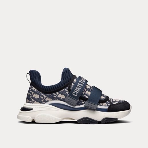 Baskets basses Dior D-Wander en tissu technique Dior Oblique bleu foncé – 35