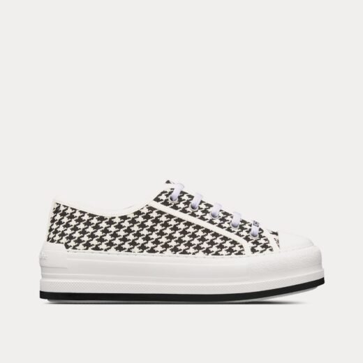Dior Baskets basses Walk'n'Dior Platform en coton brodé pied-de-poule noir et blanc – 35