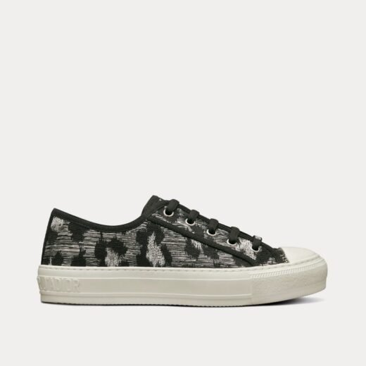 Dior Baskets basses Walk'n'Dior grises en coton brodé et fils métalliques Mizza – 35